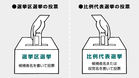 ●選挙区選挙の投票 ●比例代表選挙の投票