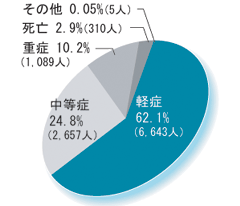 グラフ(3)搬送人員の重症度別割合