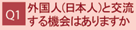 Q1外国人(日本人)と交流する機会はありますか