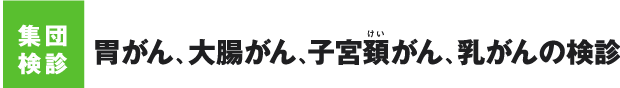 集団検診 胃がん、大腸がん、子宮頚がん、乳がんの検診