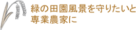 緑の田園風景を守りたいと専業農家に